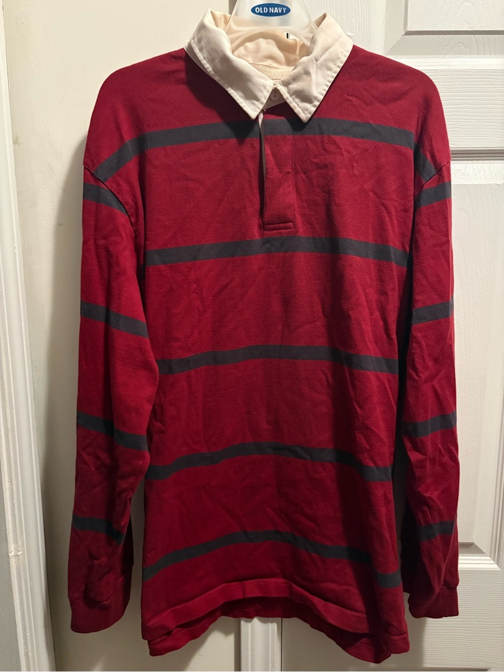 Old Navy Men's Late 90s Red and Blue with White Checker Style Polo Shirt.